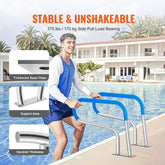 Pool Handrail, 32 x 23 inch Pool Railing, Stainless Steel with Base Plate for Indoor/Outdoor Pools,Swimming Pool Safety Railing for Decks,Rust-Proof Grab Bar w/Grip Cover&Accessories for Spas